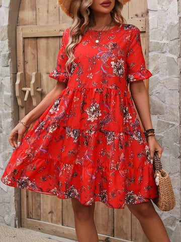 Floral Print Bell Sleeve Dress