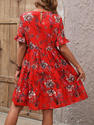 Floral Print Bell Sleeve Dress