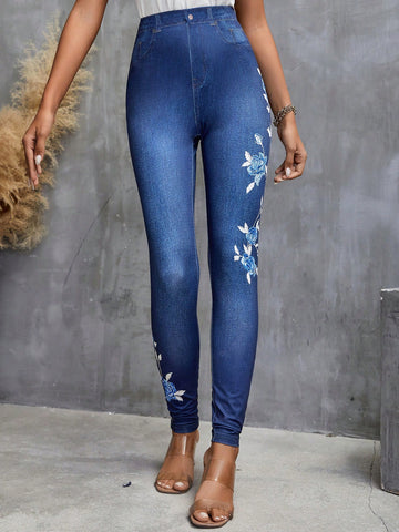 LUNE Floral Print High Waist Leggings