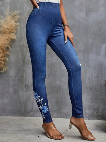 LUNE Floral Print High Waist Leggings