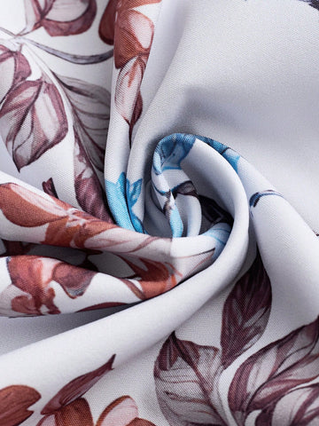 Floral Print Lace Patchwork Short Sleeve Holiday Elegant Dress For Women