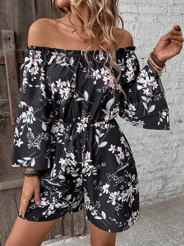 Floral Print Off The Shoulder Jumpsuit