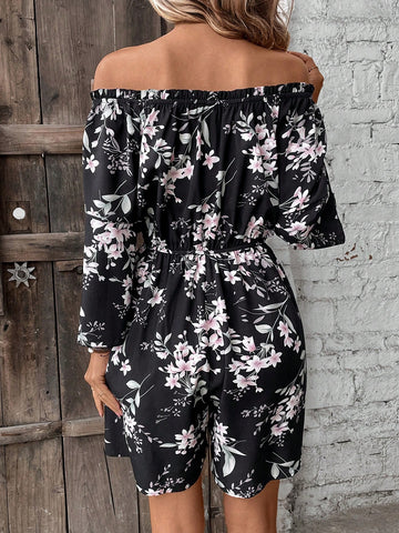 Floral Print Off The Shoulder Jumpsuit