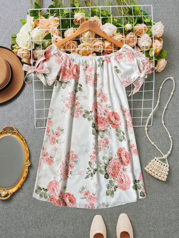 Floral Print Women's Off-Shoulder Summer Dress