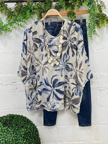 LUNE Floral Printed V-Neck Casual Shirt With Pocket For Summer