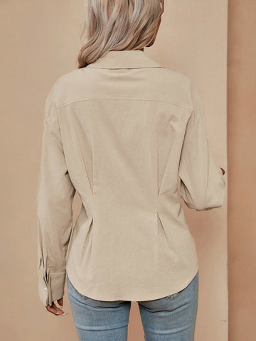 Fold Pleated Detail Drop Shoulder Shirt