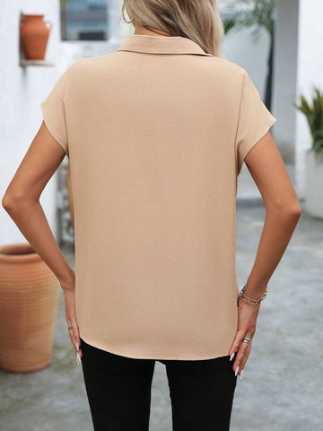 LUNE Fringe Trim Batwing Sleeve Shirt For Summer