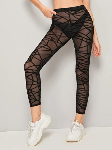 LUNE Geo Mesh Leggings Without Panties