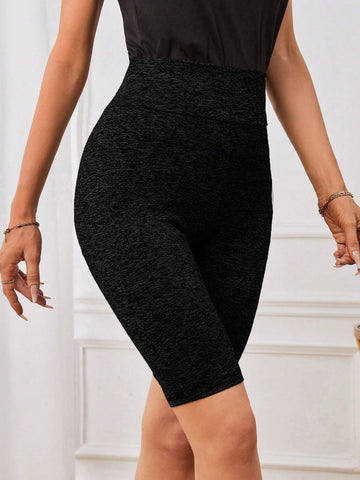 Heart Print Wideband Waist Biker Shorts