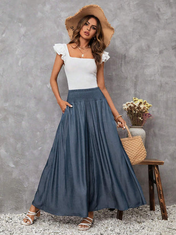 LUNE High Waist Slant Pocket Wide Leg Pants