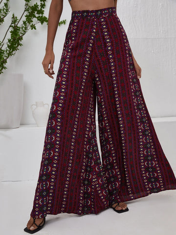LUNE High Waist Striped Print Wide Leg Pants