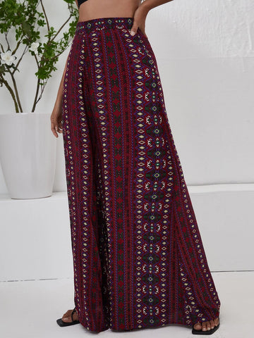 LUNE High Waist Striped Print Wide Leg Pants
