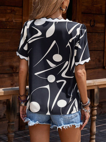 LUNE Holiday Casual Random Printed Short Sleeve Shirt