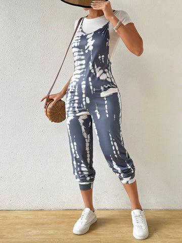 Knitted Snake Print Spaghetti Strap Jumpsuit For Casual Women In Summer