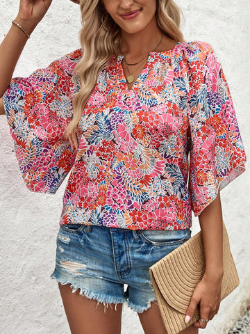 LUNE Ladies' Ditsy Floral Bell Sleeve Shirt (Random Print)