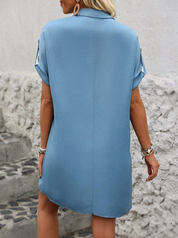 Ladies' Elegant Solid Color V-Neck Dress