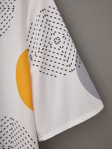 LUNE Ladies' Fashion Printed Short Sleeve Shirt, Random Floral Pattern