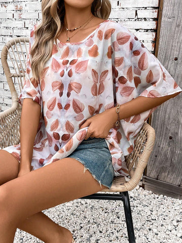 LUNE Ladies' Fashionable Loose Summer Shirt With Random Print