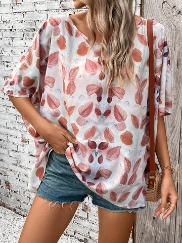 LUNE Ladies' Fashionable Loose Summer Shirt With Random Print