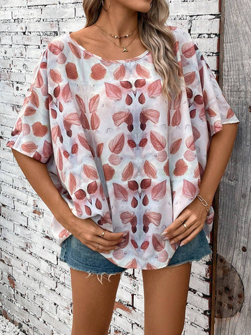 LUNE Ladies' Fashionable Loose Summer Shirt With Random Print