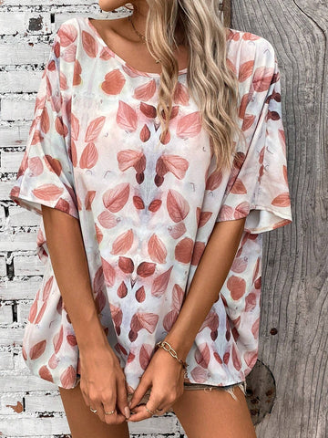 LUNE Ladies' Fashionable Loose Summer Shirt With Random Print