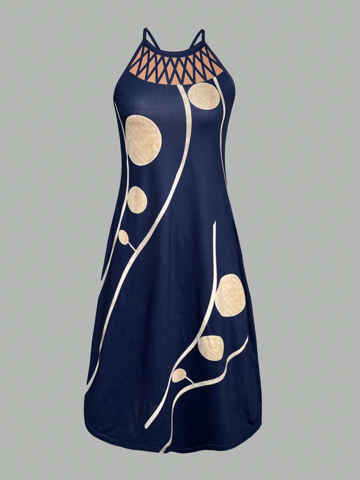 Ladies' Geometric Printed Spaghetti Strap Casual Dress