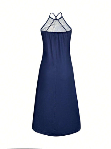 Ladies' Geometric Printed Spaghetti Strap Casual Dress