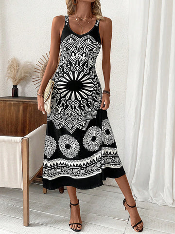 Ladies' Pattern Printed Sleeveless Dress