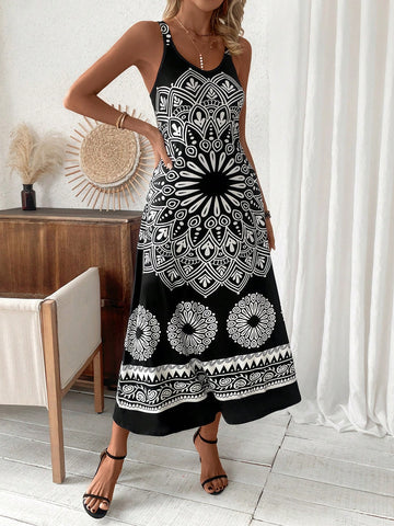 Ladies' Pattern Printed Sleeveless Dress