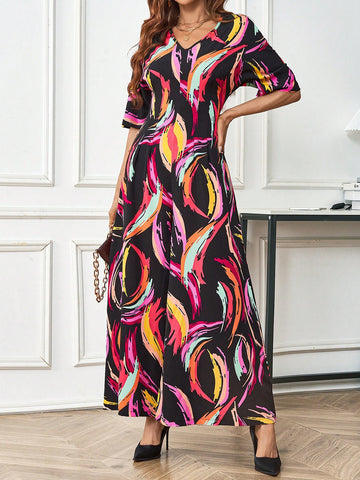 Ladies' Printed Full-length Wide Leg Jumpsuit