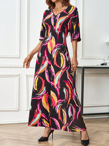 Ladies' Printed Full-length Wide Leg Jumpsuit