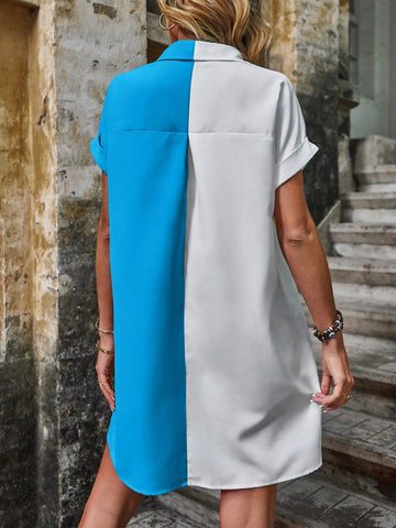 Ladies' Simple Color Block Daily Dress
