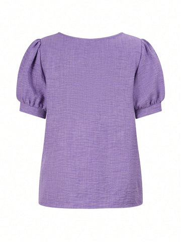 LUNE Ladies' Simple Everyday Pleated Shirt In Solid Color