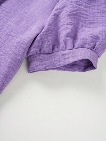 LUNE Ladies' Simple Everyday Pleated Shirt In Solid Color