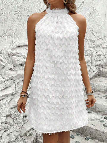 Ladies' Sleeveless Fringe Halter Neck Dress