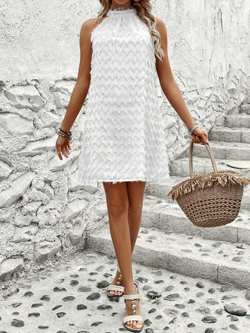 Ladies' Sleeveless Fringe Halter Neck Dress