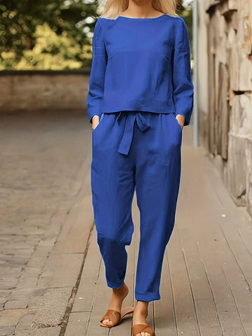 Ladies' Solid Color Two Piece Set
