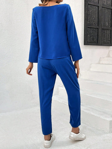 Ladies' Solid Color Two Piece Set
