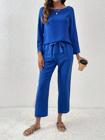 Ladies' Solid Color Two Piece Set