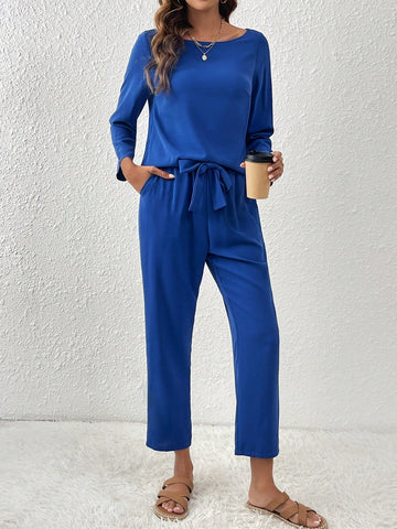 Ladies' Solid Color Two Piece Set
