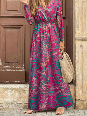 Ladies' Wrap Style Paisley Print Dress With Waist Tie