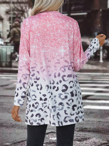 Leopard Print Ombre Longline Tee