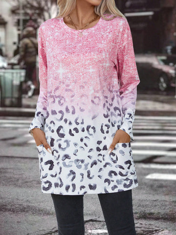 Leopard Print Ombre Longline Tee