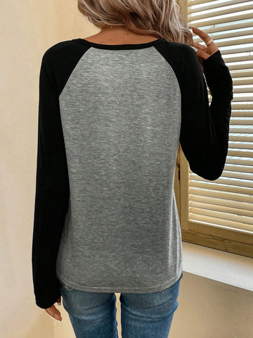 Letter & Animal Graphic Raglan Sleeve Tee