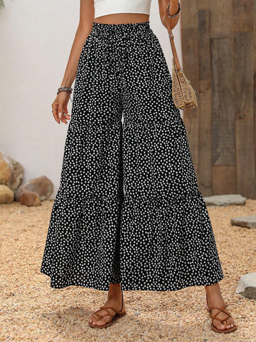 LUNE Long Floral Patchwork Drawstring Pants