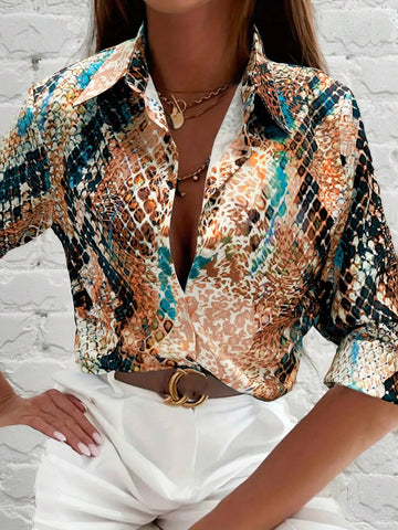 LUNE Long Sleeve Animal Print Shirt, Fall