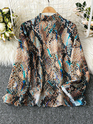 LUNE Long Sleeve Animal Print Shirt, Fall