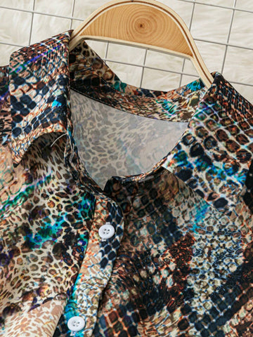 LUNE Long Sleeve Animal Print Shirt, Fall