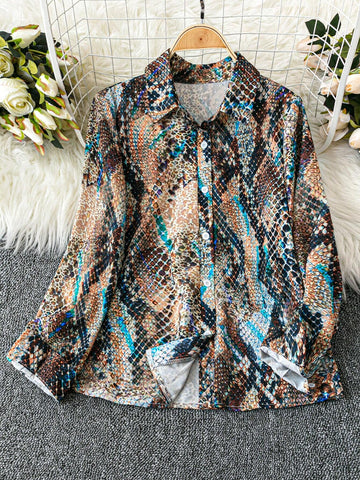 LUNE Long Sleeve Animal Print Shirt, Fall