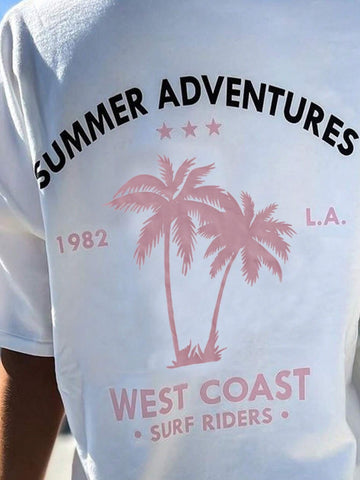 Loose Fit Printed Casual T-Shirt With Dropped Shoulder And Round Neck